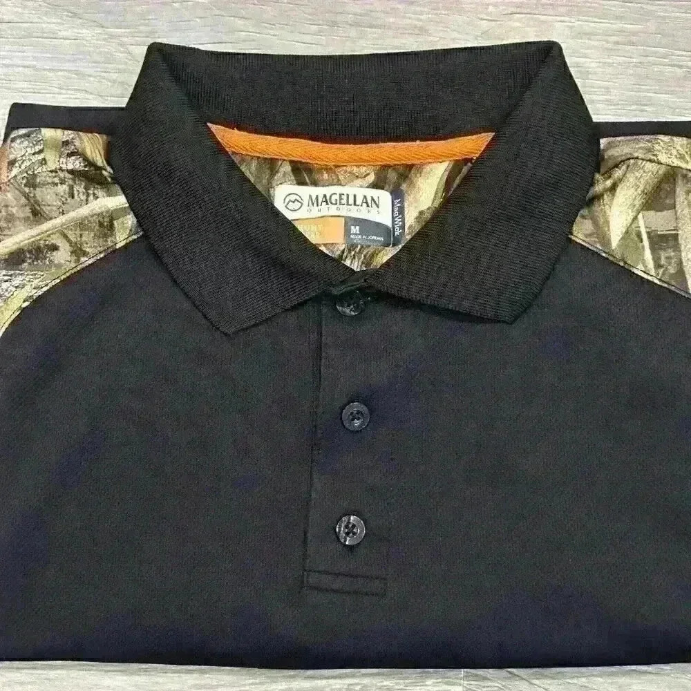 Magellan Hunting Gear Mag Wick Mens Sz M Black Camouflage Golf Polo